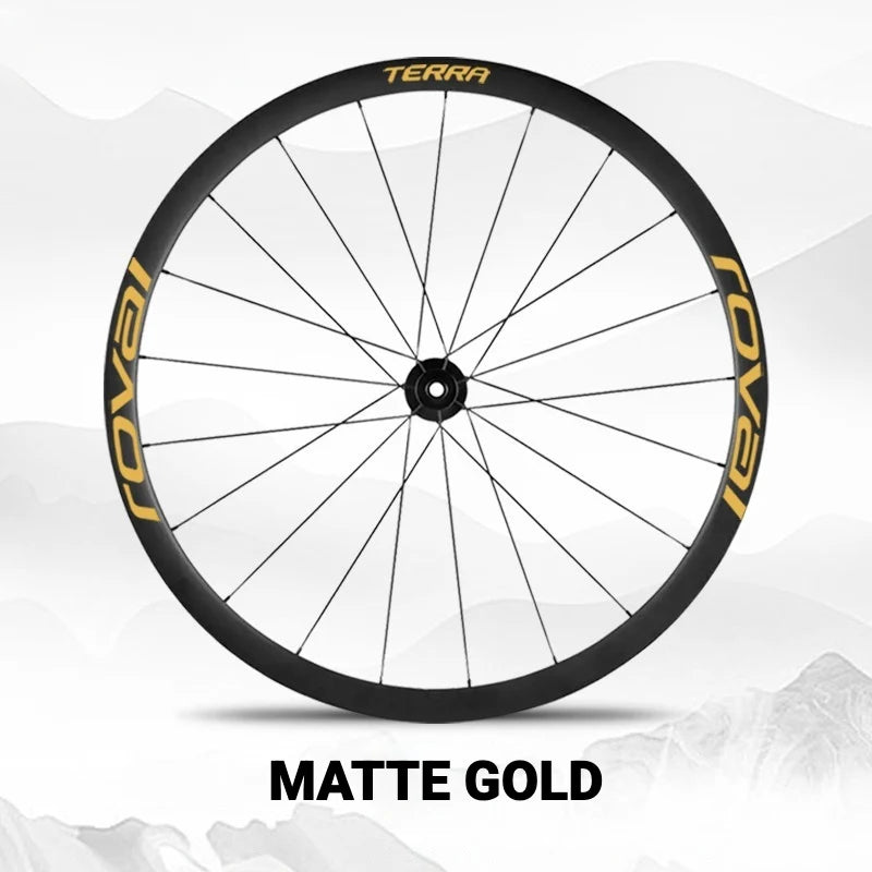 S-PARTS ROVAL TERRA Wheel Decal Kit Custom Color Logo Stickers for Gravel & Road Bike Wheels Matte Gold