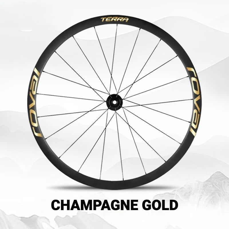 S-PARTS ROVAL TERRA Wheel Decal Kit Custom Color Logo Stickers for Gravel & Road Bike Wheels Champagne Gold