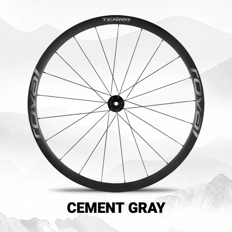 S-PARTS ROVAL TERRA Wheel Decal Kit Custom Color Logo Stickers for Gravel & Road Bike Wheels Cement Gray