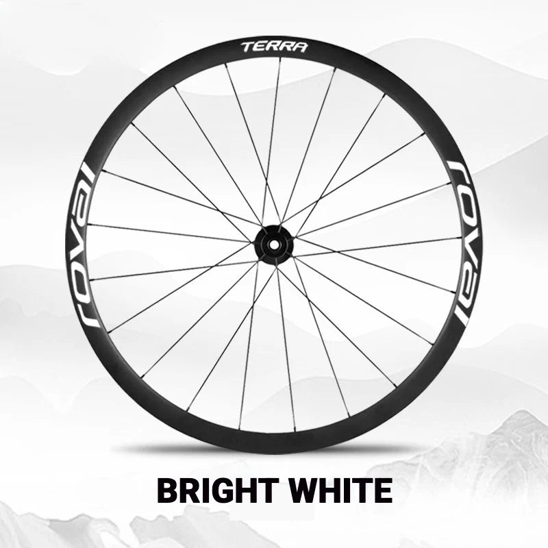 S-PARTS ROVAL TERRA Wheel Decal Kit Custom Color Logo Stickers for Gravel & Road Bike Wheels Gloss White