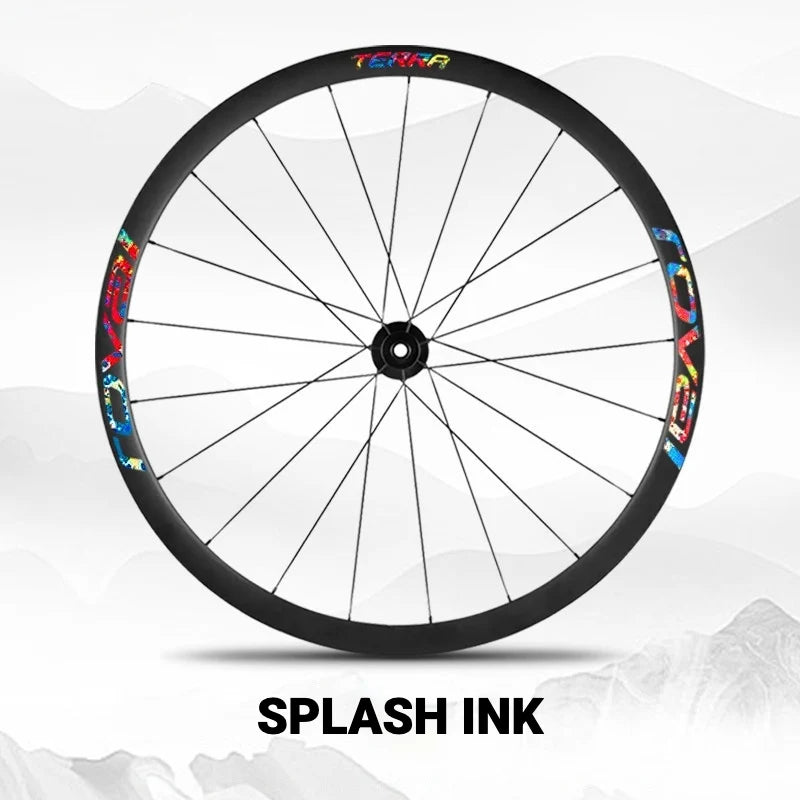 S-PARTS ROVAL TERRA Wheel Decal Kit Custom Color Logo Stickers for Gravel & Road Bike Wheels Ink Splash