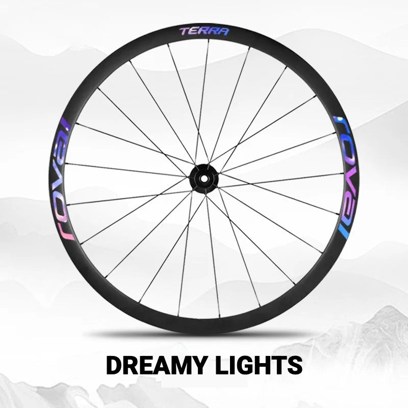 S-PARTS ROVAL TERRA Wheel Decal Kit Custom Color Logo Stickers for Gravel & Road Bike Wheels Dreamy Lights