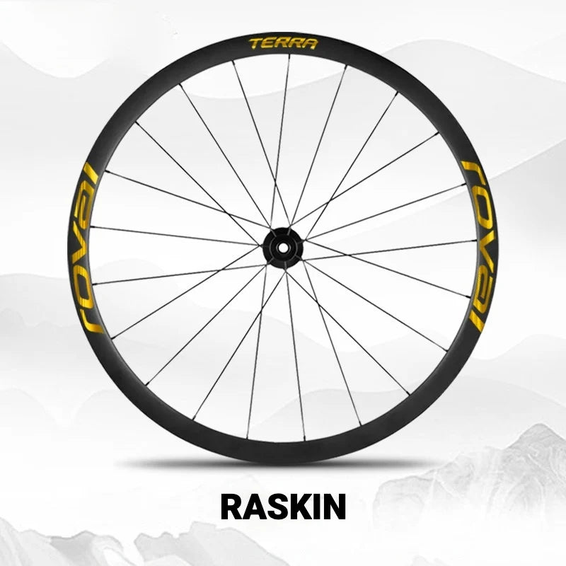 S-PARTS ROVAL TERRA Wheel Decal Kit Custom Color Logo Stickers for Gravel & Road Bike Wheels Brushed Gold