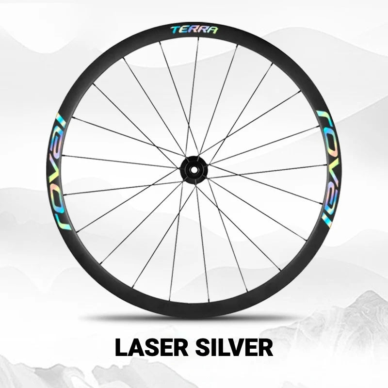 S-PARTS ROVAL TERRA Wheel Decal Kit Custom Color Logo Stickers for Gravel & Road Bike Wheels Laser Silver