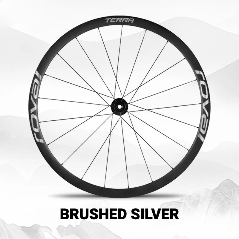 S-PARTS ROVAL TERRA Wheel Decal Kit Custom Color Logo Stickers for Gravel & Road Bike Wheels Brushed Silver