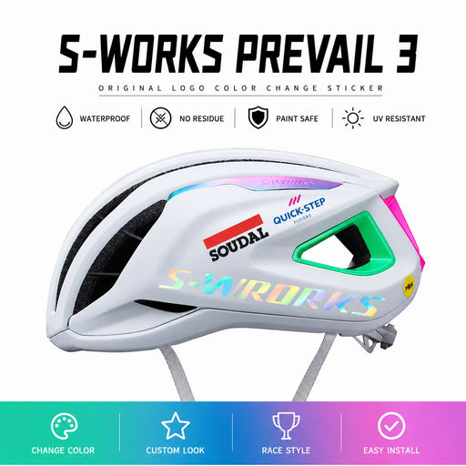 S-PARTS S-Works Prevail 3 Helmet Decal Sticker Kit for Specialized Quick-Step Team Logo Color Change