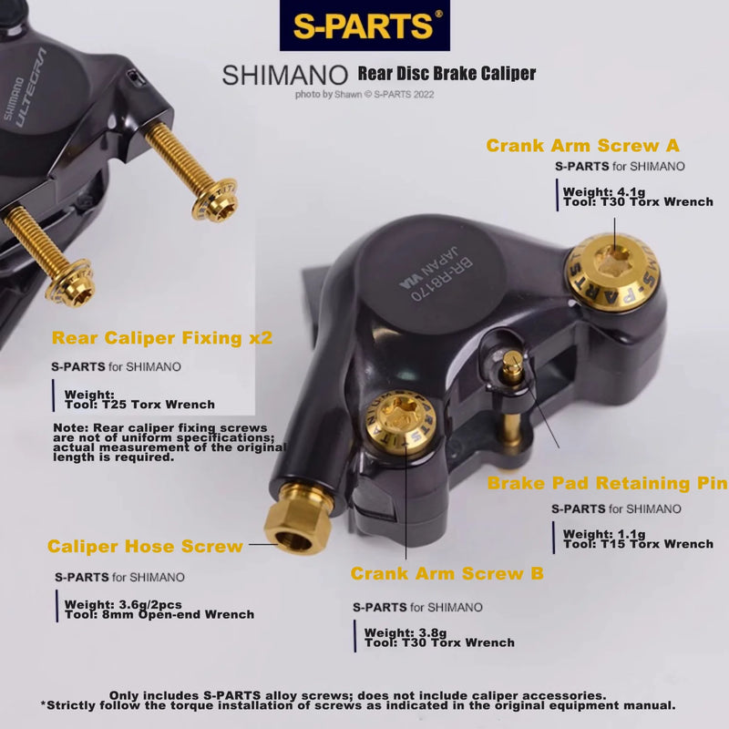 S-PARTS Shimano Dura-Ace R9250 / R9270 Titanium Shifter & Brake Screw Kit