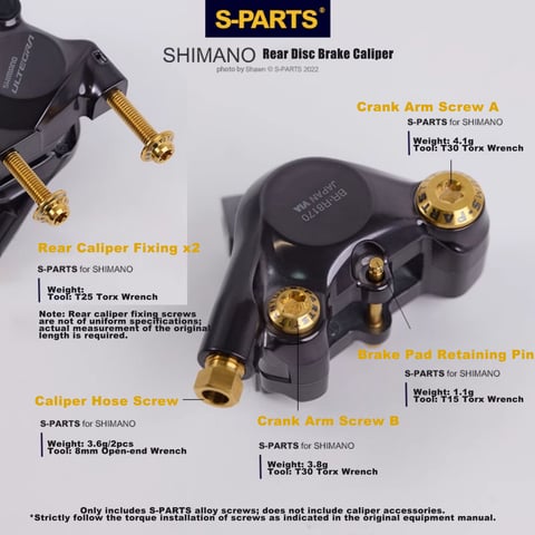 S-PARTS Shimano Road Shifter & Brake Titanium Screw Kit R7150 / R8000 / R8050 / R8170 / R7170 / R9270 / R8070 / R9100