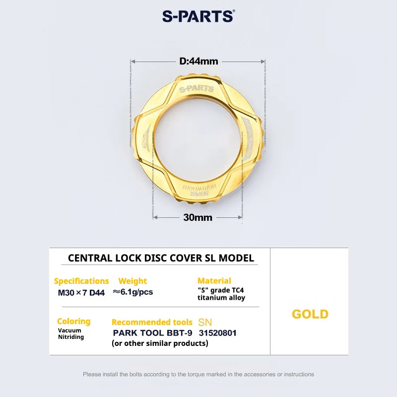S-PARTS SL Edition TC4 Titanium Center Lock Disc Rotor Lockring Gold