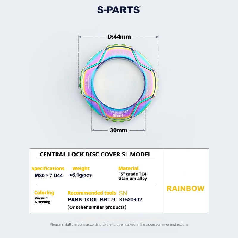 S-PARTS SL Edition TC4 Titanium Center Lock Disc Rotor Lockring Rainbow
