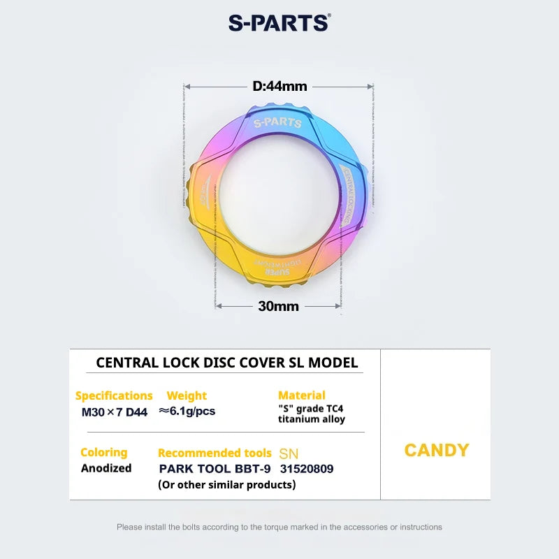 S-PARTS SL Edition TC4 Titanium Center Lock Disc Rotor Lockring Candy