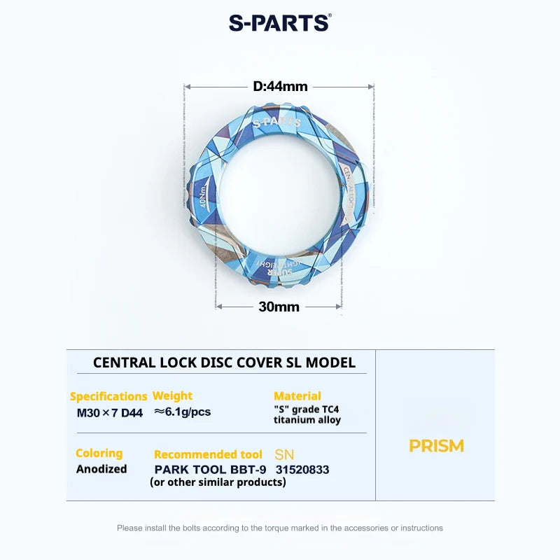 S-PARTS SL Edition TC4 Titanium Center Lock Disc Rotor Lockring Prism