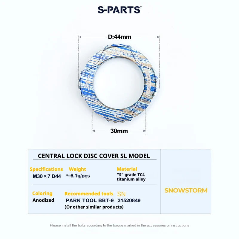 S-PARTS SL Edition TC4 Titanium Center Lock Disc Rotor Lockring Snowstorm