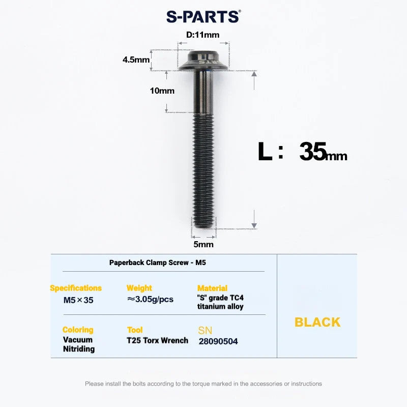 S-PARTS SRAM RED / Force / Rival 12-Speed AXS Titanium Disc Brake Screw Set Black