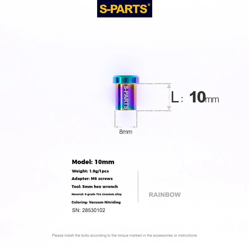 S-PARTS SRAM RED / Force / Rival 12-Speed AXS Titanium Disc Brake Screw Set Rainbow