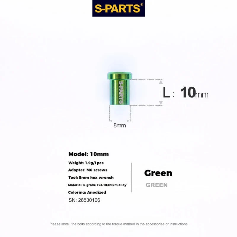 S-PARTS SRAM RED / Force / Rival 12-Speed AXS Titanium Disc Brake Screw Set Green