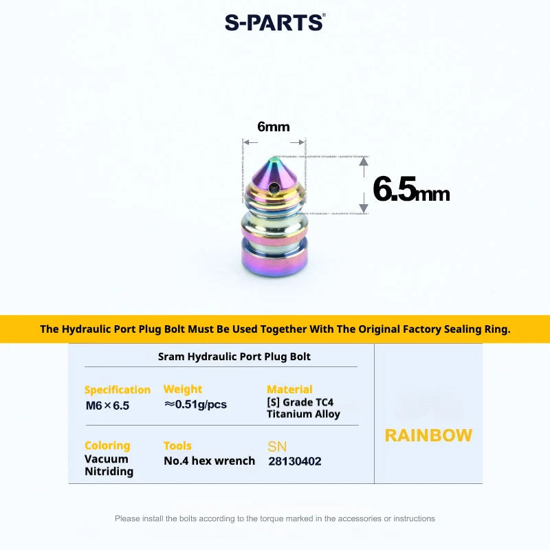 S-PARTS SRAM RED / Force / Rival 12-Speed AXS Titanium Disc Brake Screw Set Rainbow