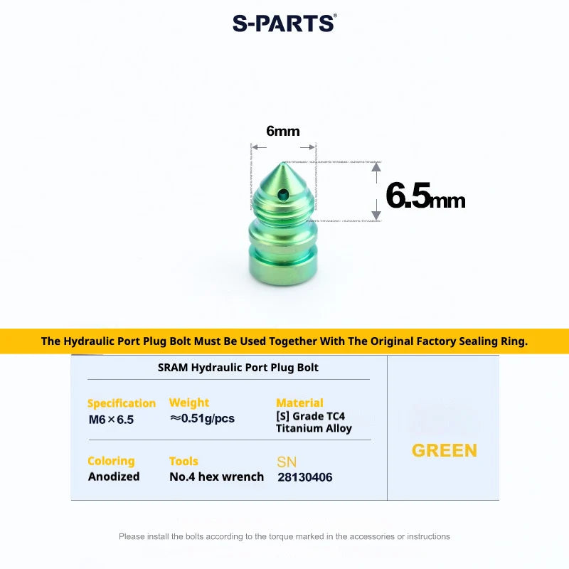 S-PARTS SRAM RED / Force / Rival 12-Speed AXS Titanium Disc Brake Screw Set Green