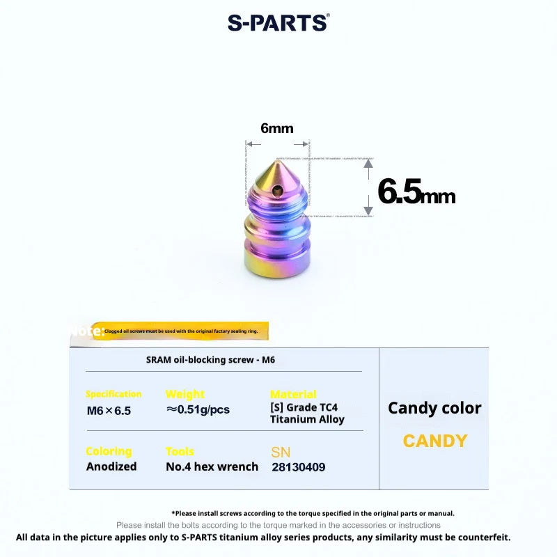 S-PARTS SRAM RED / Force / Rival 12-Speed AXS Titanium Disc Brake Screw Set Candy