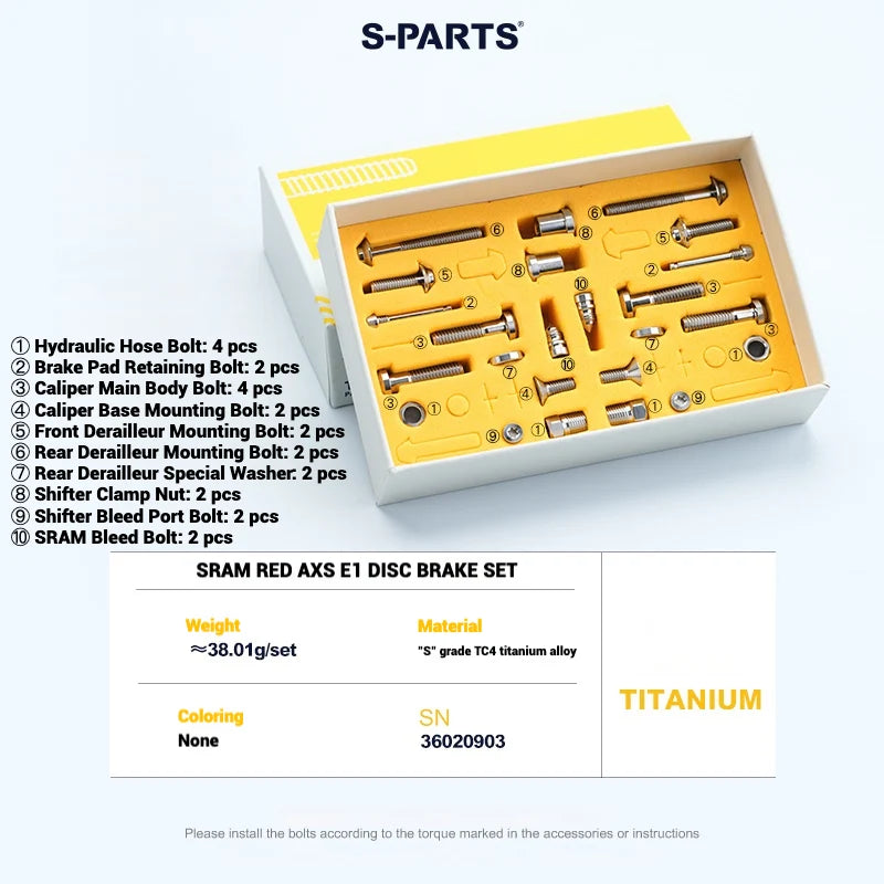 S-PARTS SRAM RED / Force / Rival 12-Speed AXS Titanium Disc Brake Screw Set