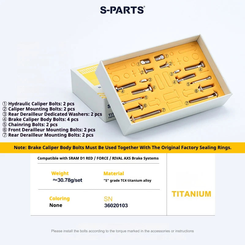 S-PARTS SRAM RED / Force / Rival 12-Speed AXS Titanium Disc Brake Screw Set