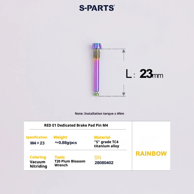 S-PARTS SRAM RED / Force / Rival 12-Speed AXS Titanium Disc Brake Screw Set Rainbow