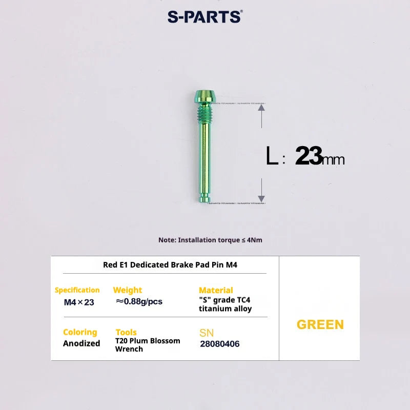 S-PARTS SRAM RED / Force / Rival 12-Speed AXS Titanium Disc Brake Screw Set Green