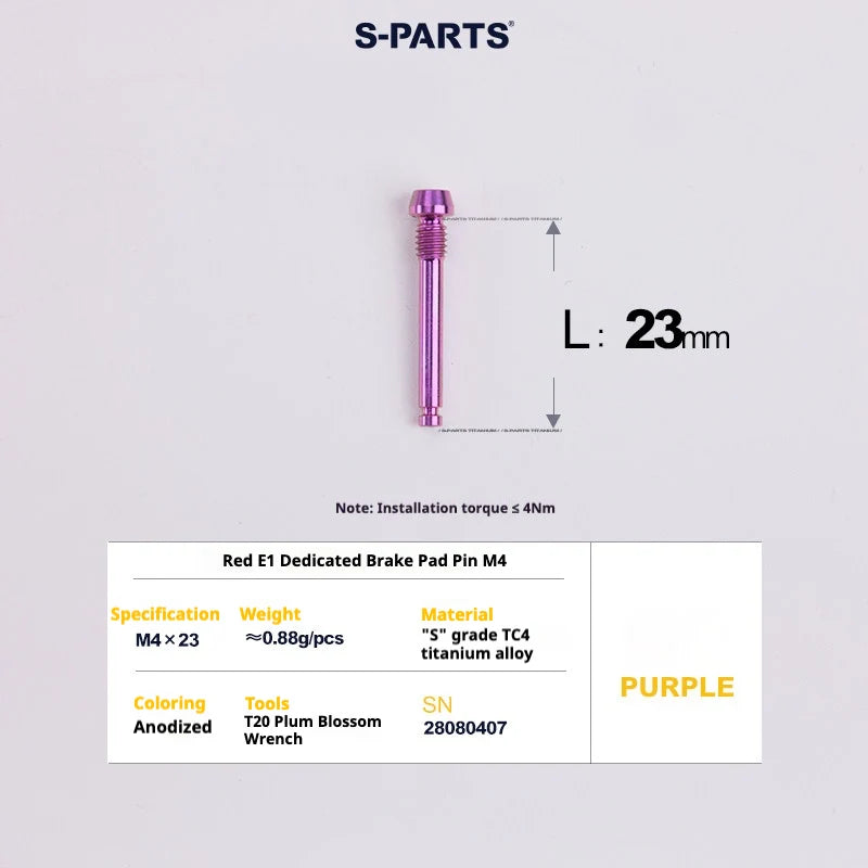 S-PARTS SRAM RED / Force / Rival 12-Speed AXS Titanium Disc Brake Screw Set Purple