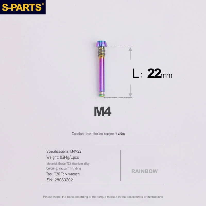 S-PARTS SRAM RED / Force / Rival 12-Speed AXS Titanium Disc Brake Screw Set Rainbow