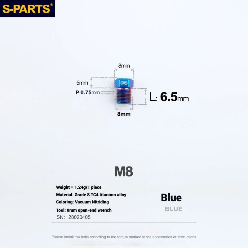 S-PARTS SRAM RED / Force / Rival 12-Speed AXS Titanium Disc Brake Screw Set Blue