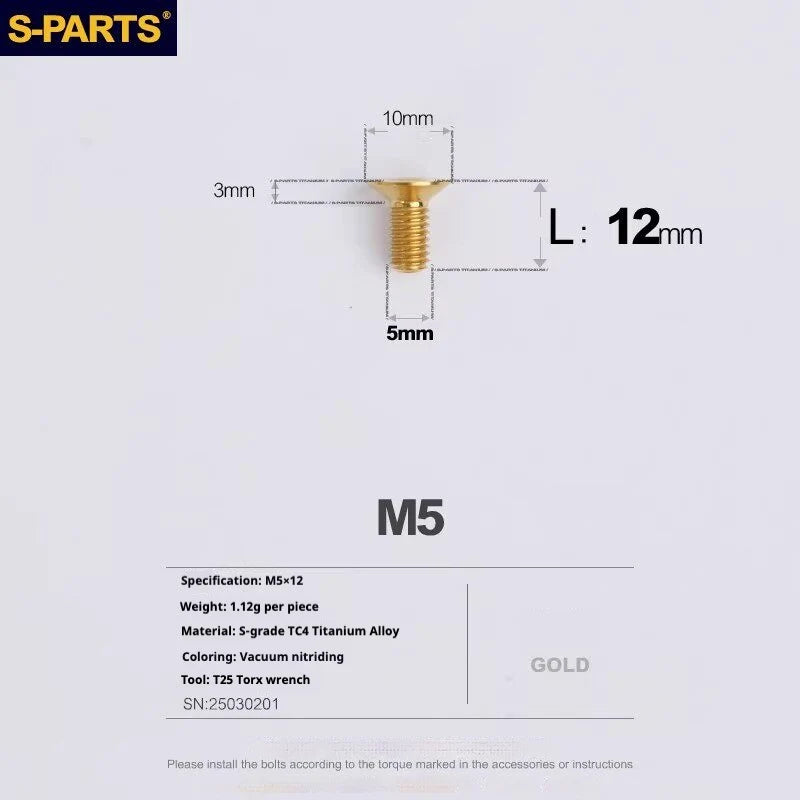 S-PARTS SRAM RED / Force / Rival 12-Speed AXS Titanium Disc Brake Screw Set Gold
