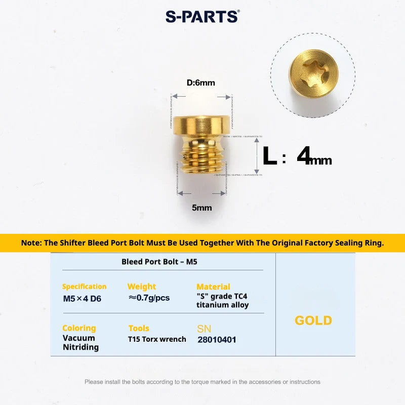 S-PARTS SRAM RED / Force / Rival 12-Speed AXS Titanium Disc Brake Screw Set Gold