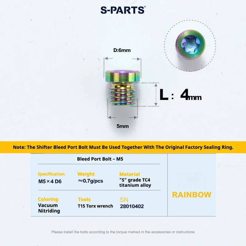 S-PARTS SRAM RED / Force / Rival 12-Speed AXS Titanium Disc Brake Screw Set Rainbow