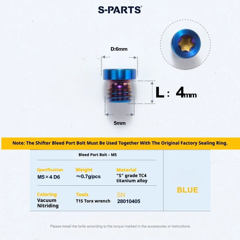 S-PARTS SRAM RED / Force / Rival 12-Speed AXS Titanium Disc Brake Screw Set Blue
