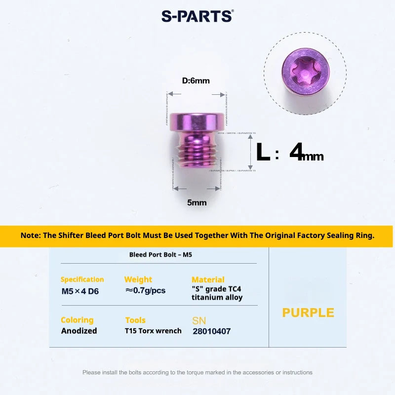 S-PARTS SRAM RED / Force / Rival 12-Speed AXS Titanium Disc Brake Screw Set Purple