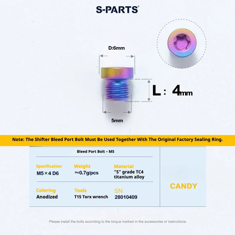 S-PARTS SRAM RED / Force / Rival 12-Speed AXS Titanium Disc Brake Screw Set Candy