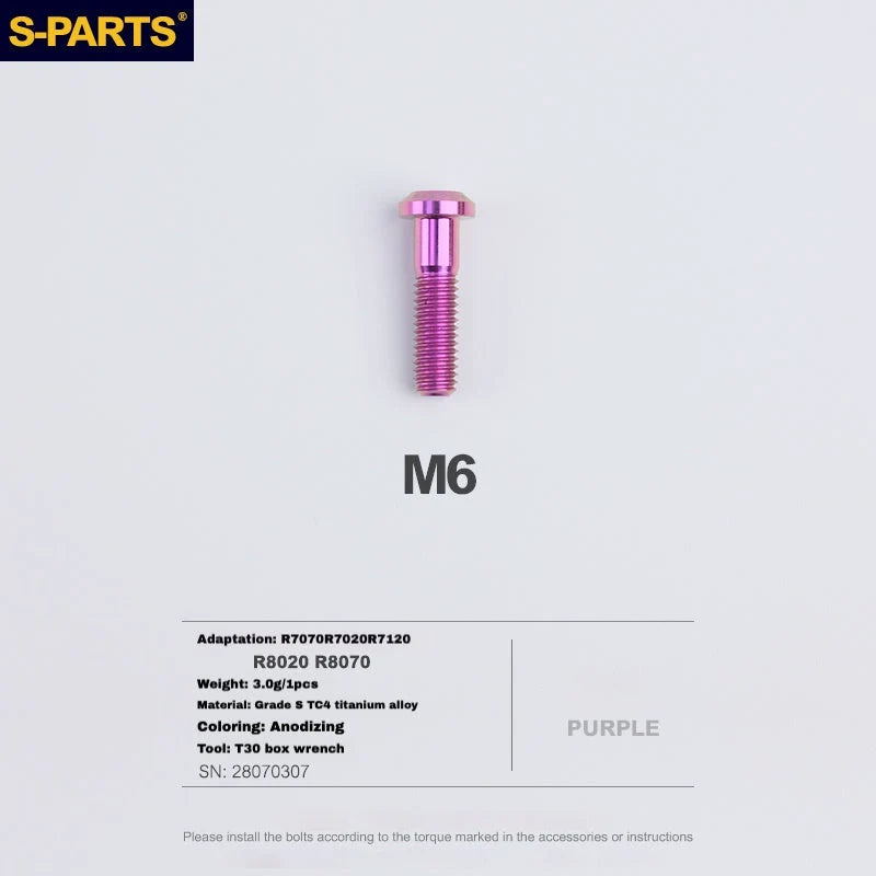 S-PARTS SRAM RED / Force / Rival 12-Speed AXS Titanium Disc Brake Screw Set Purple