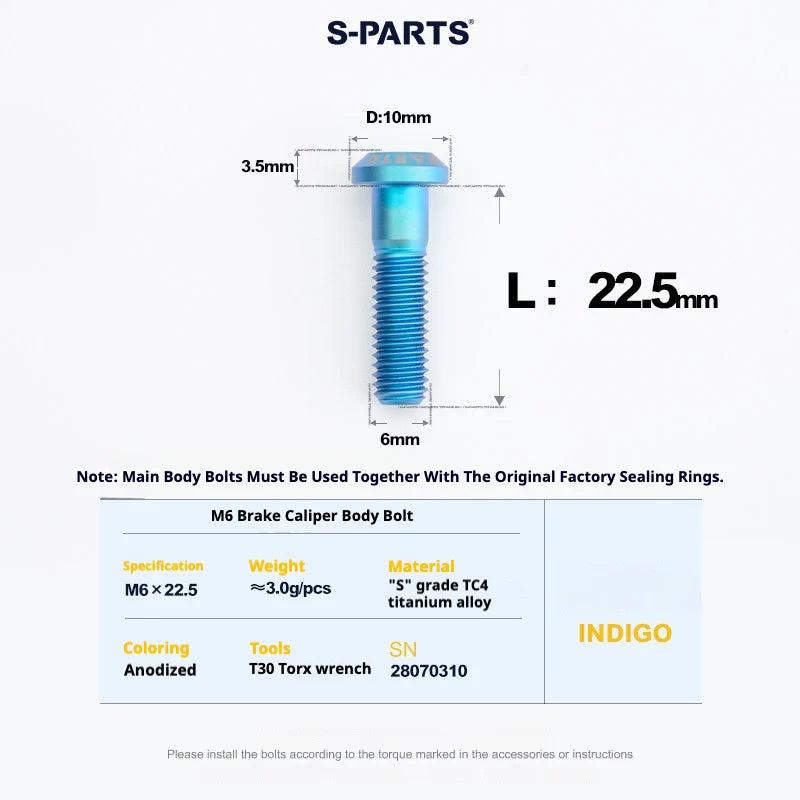 S-PARTS SRAM RED / Force / Rival 12-Speed AXS Titanium Disc Brake Screw Set Indigo