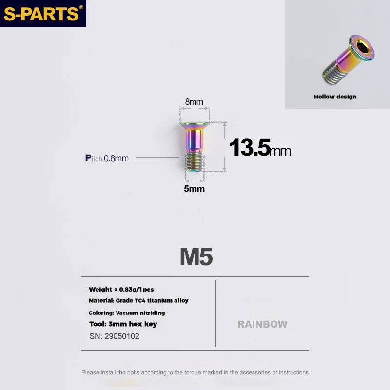S-PARTS Stan titanium alloy guide wheel screws SRAM UT DA XT XTR Titanium Rear Derailleur Jockey Wheel Pulley Screw for