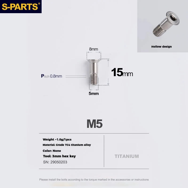S-PARTS Stan titanium alloy guide wheel screws SRAM UT DA XT XTR Titanium Rear Derailleur Jockey Wheel Pulley Screw for