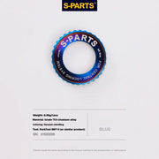 S-PARTS TC4 Titanium Center Lock Disc Rotor Lockring No internal splines Blue