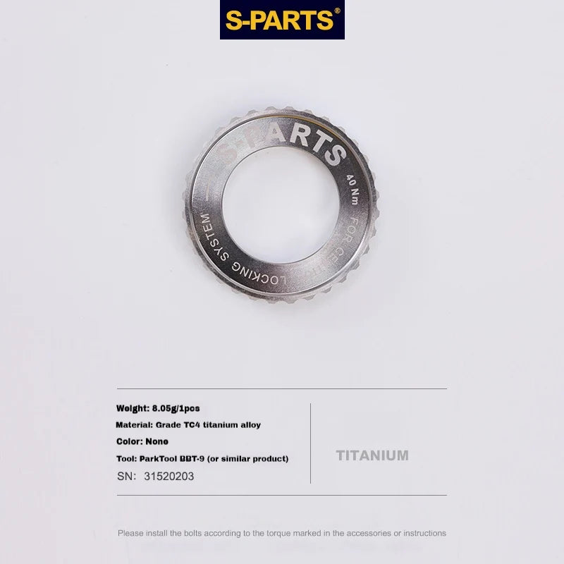 S-PARTS TC4 Titanium Center Lock Disc Rotor Lockring No internal splines