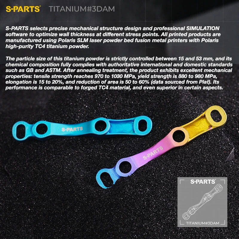S-PARTS Titanium 3D Printed Flat Mount Front Brake Adapter for Shimano R8170 Road Disc Brakes