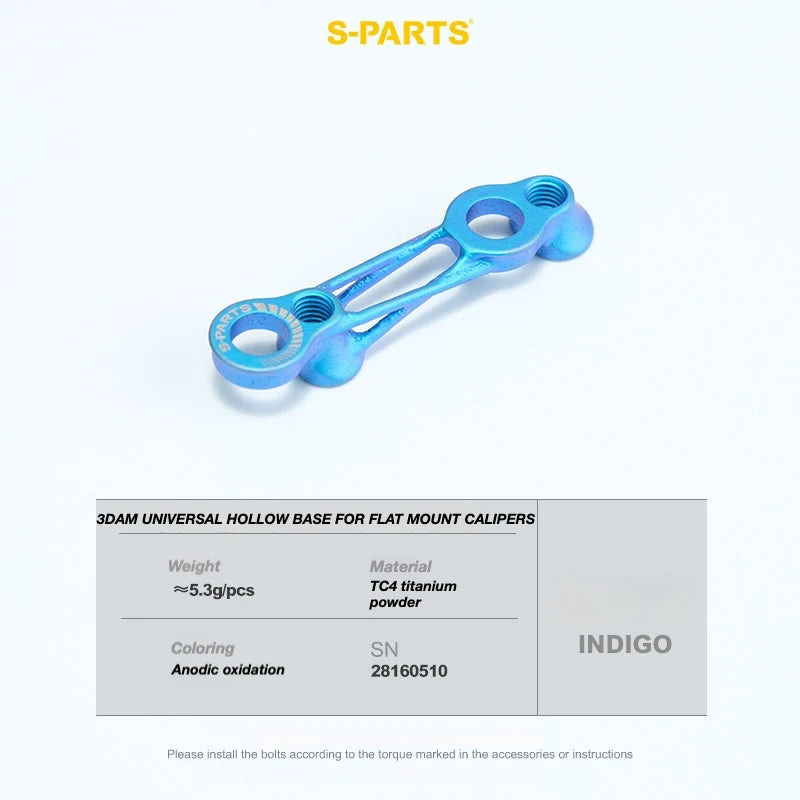 S-PARTS Titanium 3D Printed Flat Mount Front Brake Adapter for Shimano R8170 Road Disc Brakes