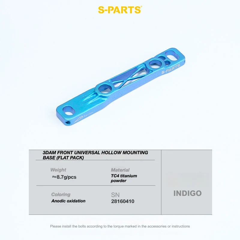 S-PARTS Titanium 3D Printed Flat Mount Front Brake Adapter for Shimano R8170 Road Disc Brakes