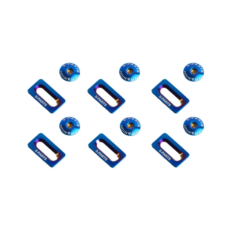 S-PARTS Titanium Alloy Cleat Screw Set for Shimano Road Bike Cleats — Blue