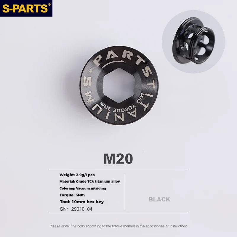 S-PARTS Titanium Alloy Crank Bolts and Covers for Shimano Series — Shimano Universal Crank Cover（1pcs） / Black