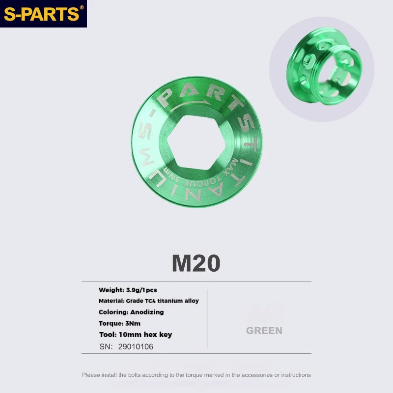 S-PARTS Titanium Alloy Crank Bolts and Covers for Shimano Series — Shimano Universal Crank Cover（1pcs） / Green