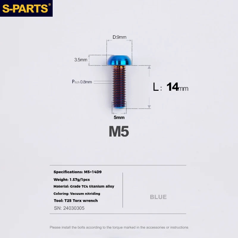 S-PARTS Titanium Alloy Direct-Mount Front Derailleur Fixing Bolt Set