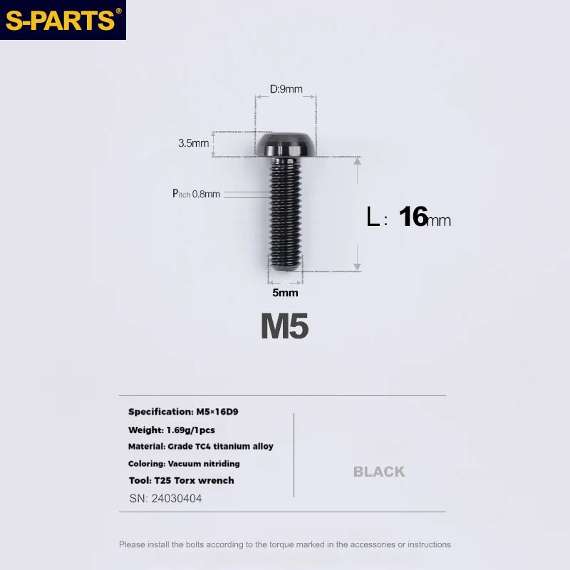 S-PARTS Titanium Alloy Direct-Mount Front Derailleur Fixing Bolt Set